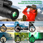 Asacam® 2025 Update - 80x100 Monocular Telescope High Powered for Smartphone HD Monoculars for Adults with Adapter/Tripod for Bird Watching Hiking Hunting Camping Traveling Outdoor Wildlife