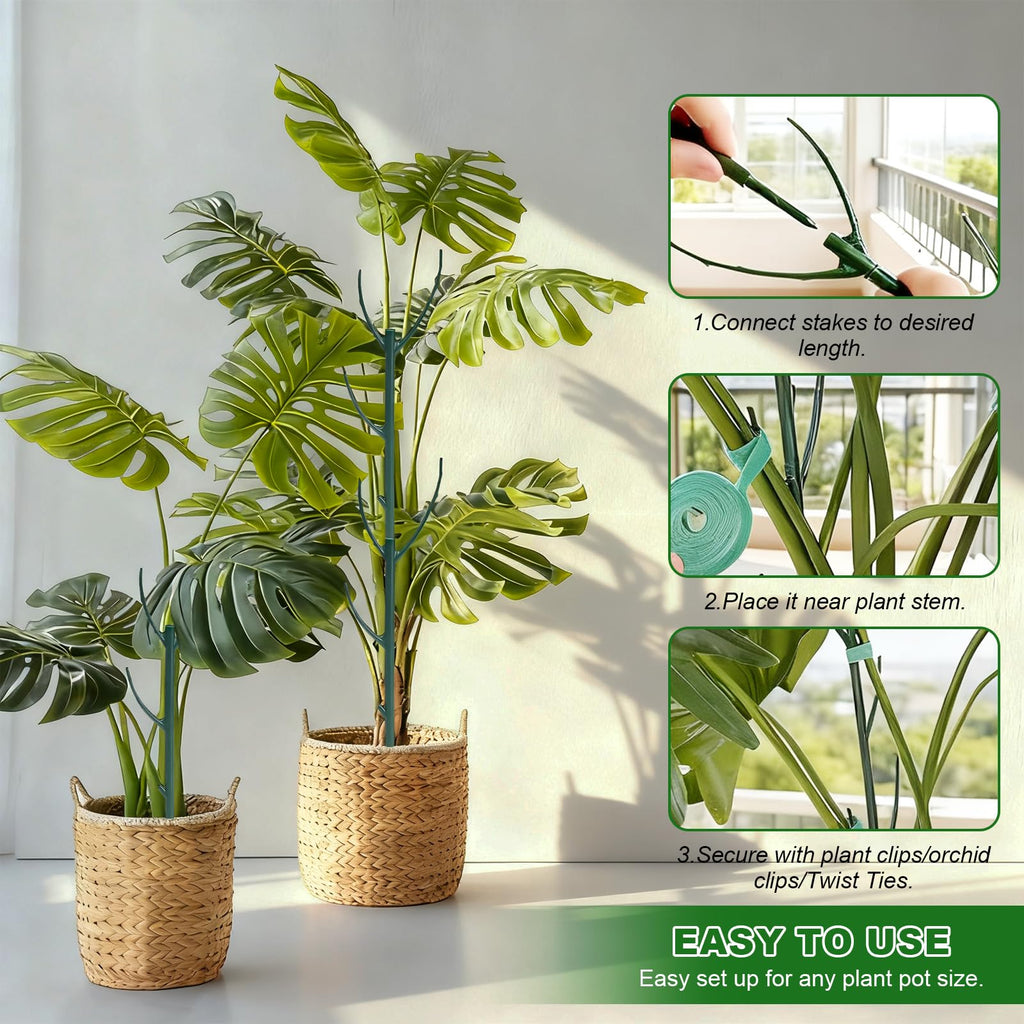 15pack Adjustable Plant Support Pole Stackable Indoor/Outdoor Support Pole with Clamps, Suitable for Supporting Monstera and Climbing Plants, Garden Accessories, Perfect Replacement for Plant Stakes