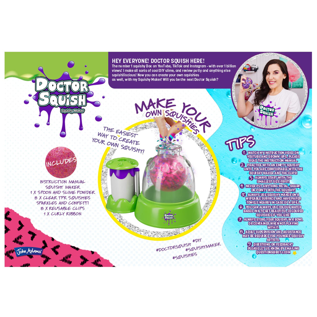 John Adams Doctor Squish Squishy Maker | Make Your Own Squishies | Social Media Sensation | Art & Craft Toy | Age 8+ | Includes Slime, Sparkles & Confetti | Gift Idea for Birthday & Christmas