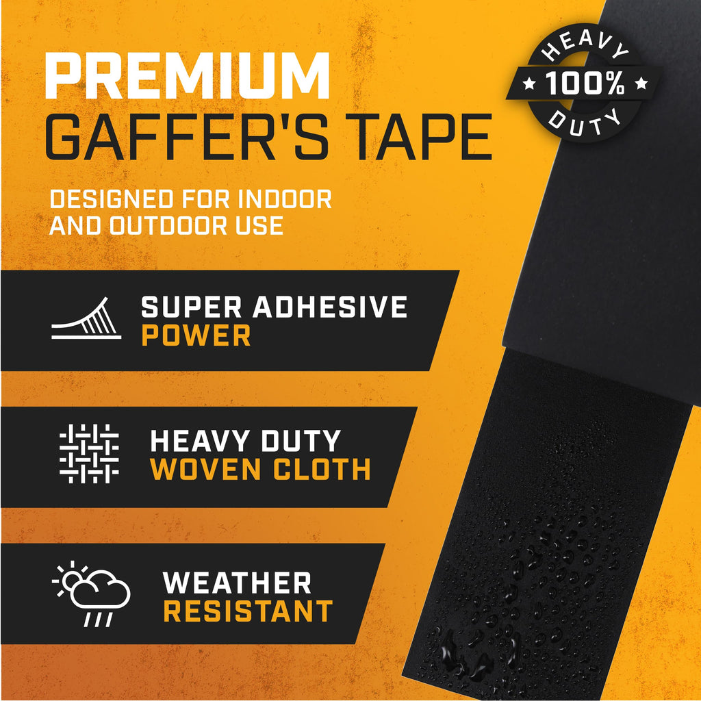 Lockport Black Gaffers Tape 3 inch x 30 Yards - 2 Pack Pro Black Gaff Tape - No Residue, Water Resistant, Non-Reflective, Easy Tear - Multipurpose
