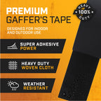 Lockport Black Gaffers Tape 3 inch x 30 Yards - 2 Pack Pro Black Gaff Tape - No Residue, Water Resistant, Non-Reflective, Easy Tear - Multipurpose