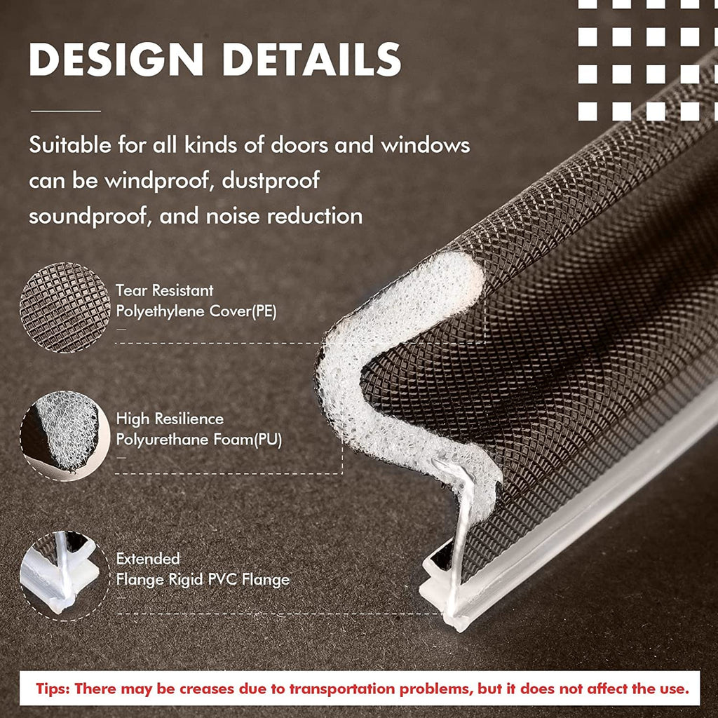 BBTO Weather Stripping Door Seal Exterior Weather Strip for Window V-Shaped Foam Kerf Garage Door Gap Blocker Soundproof Home Improvement Easy to Install(60 Feet,Brown)