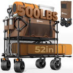 Sekey 500LBS Heavy Duty Double Decker Wagon with Extender, 400L Large Capacity Collapsible Garden Cart Fits 10x10 Canopy, All-Terrain Big Wheels with Brakes, Foldable Utility Wagon for Sports, Camping