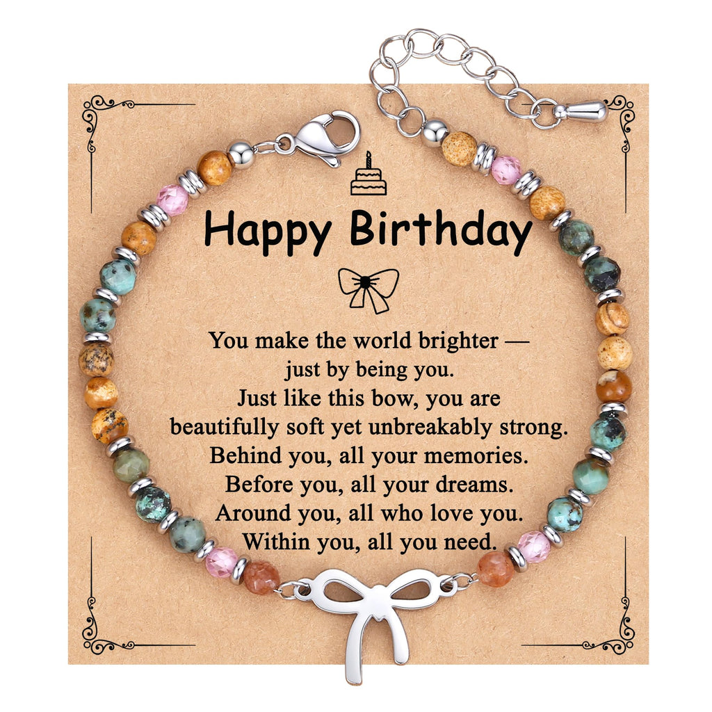 Junifi Birthday Gifts for Women, Happy Birthday Bow Bracelet Jewelry