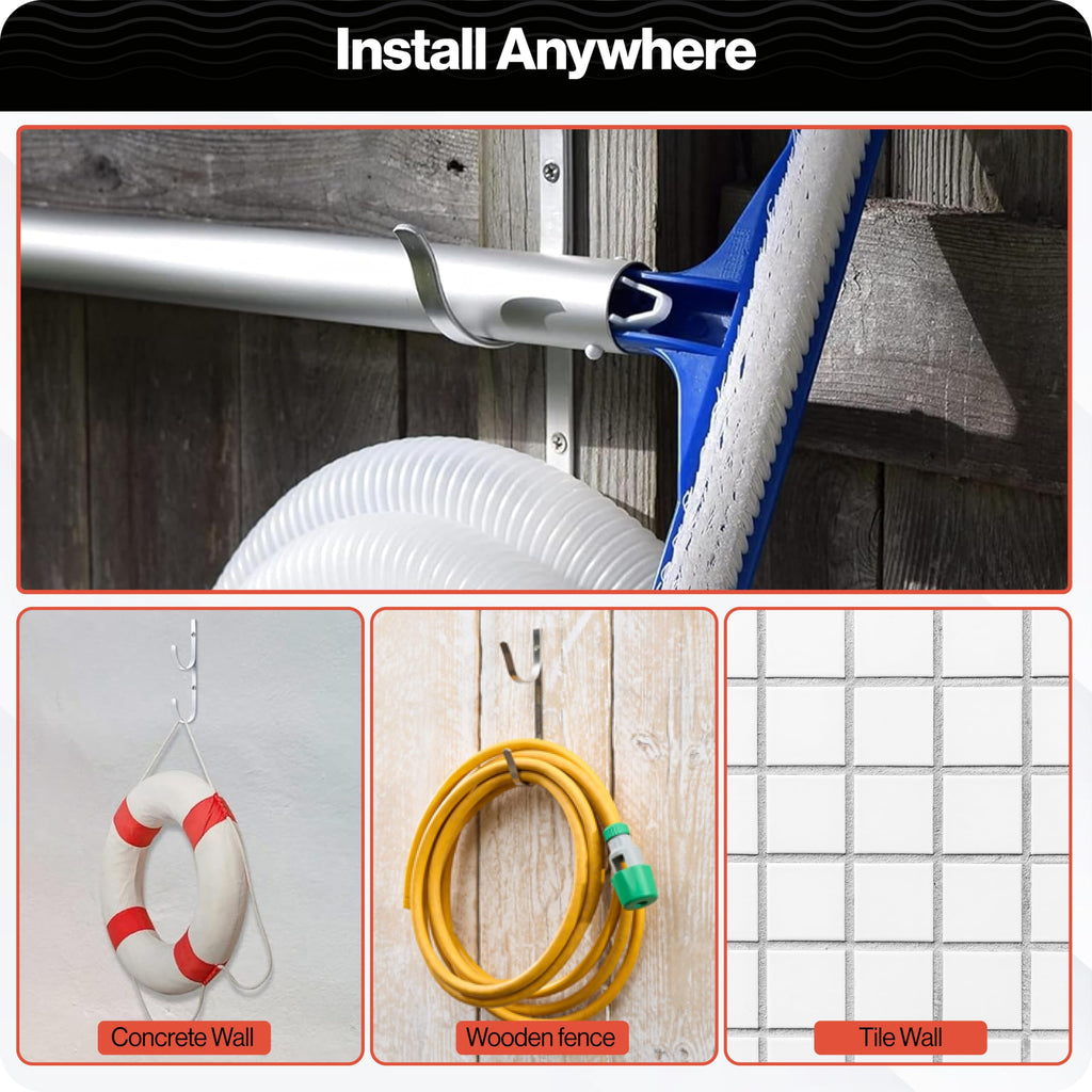 Swimables 316 Stainless Steel Heavy Duty Pool Hooks - Telescopic Pole Hanger - Ideal for Swimming Pool - Designed in USA