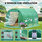 Grezone Walk-in Greenhouse Upgraded Green House with Dual Zippered Screen Doors & 6 Screen Windows Heavy Duty Plastic Plant Warm House with Reinforced Frame (10x7x7 FT)