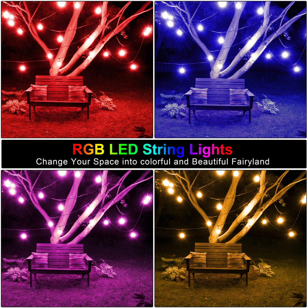 Mlambert 48FT Outdoor Patio RGB Cafe String Lights with Remote, Black