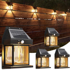 Jyoiat Outdoor Solar Wall Lights - Solar Waterproof Brighter Porch Square Lights with 3 Modes & Motion Sensor Front Fence Lantern Lights for Outside,Backyard,Garage Decorative (4 Packs)