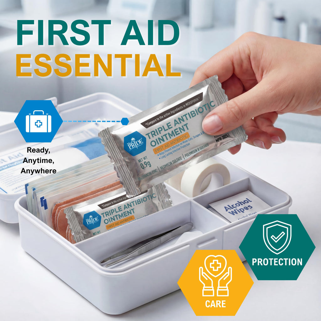 MED PRIDE Triple Antibiotic Ointment Packets, First Aid Cream, 144-Count