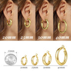 SHOWNII Chunky Gold Hoop Earrings - 14K Gold Plated Earrings for Women Hollow Tube Lightweight Thick Hoops Valentines Mother's Day Birthday Gifts