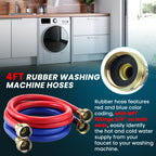 4FT Rubber Washing Machine Hoses for Washer Flexible Burst-proof Rubber Hot and Cold Water hoses 3/4 inch NPT Washer Water Hoses - 2 pack by Fetechmate