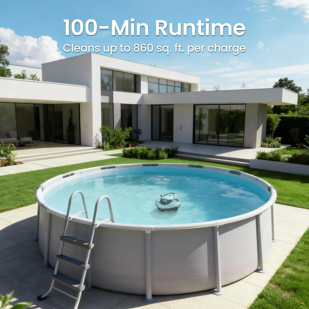 (2026 Upgrade) AIPER Seagull SE Cordless Robotic Pool Cleaner, Above Ground Pool Vacuum with LED Indicator, Lasts 100 Mins, Self-Parking, Ideal for Flat Pools up to 860 sq.ft