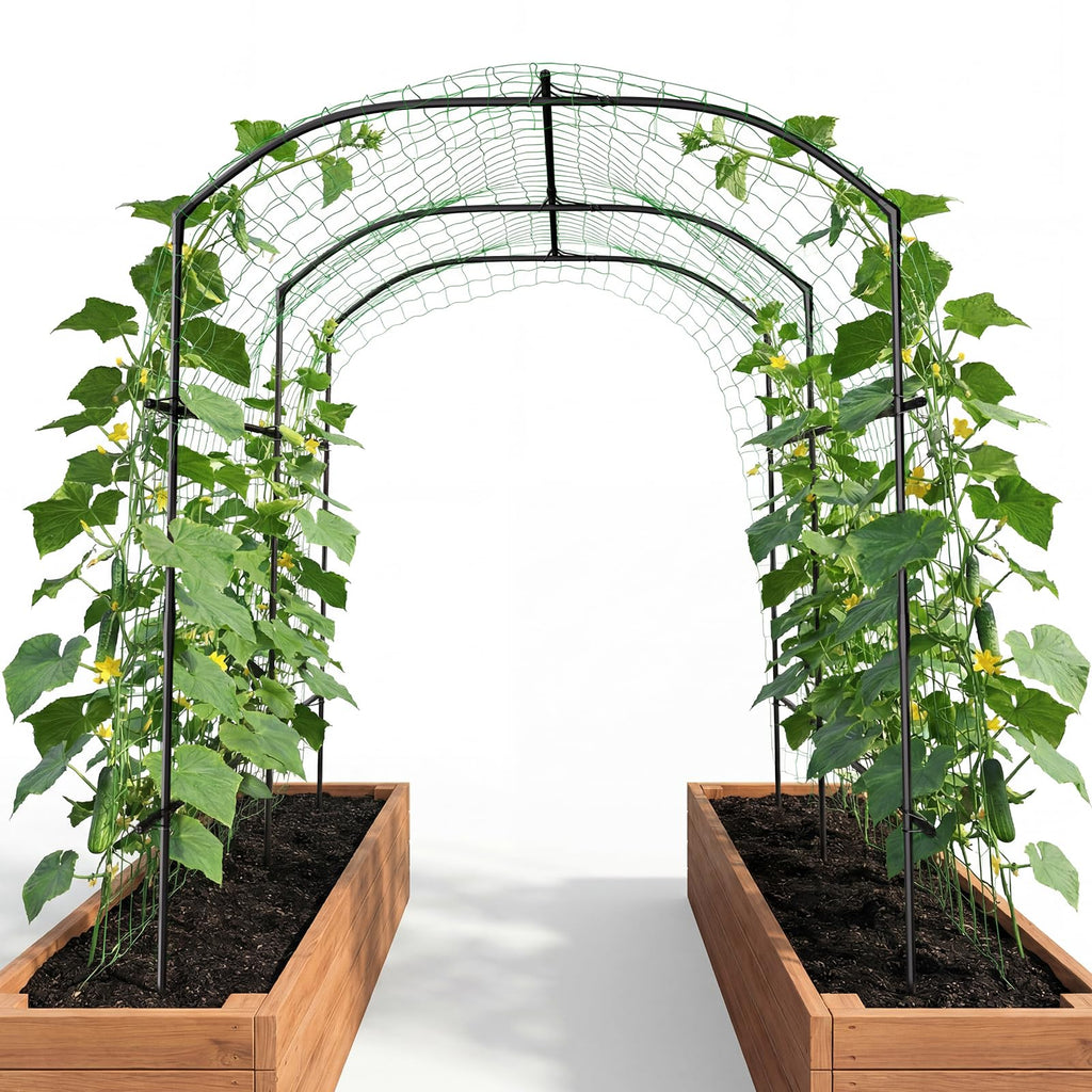 DoCred Garden Arch Trellis, 87''H x 75''L Metal Trellis for Climbing Plants