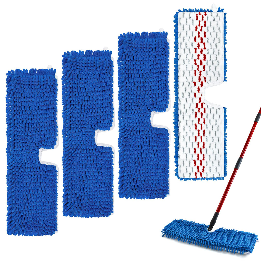 4 Pack Mop Head Replacement Compatible with O-cedar Hardwood Floor 'N More Microfiber Dual or 3-Action Flip Mop Refill Chenille Mop Replace Pads for Ocedar Dual-Action Flip Mop,Reusable & Washable Pad