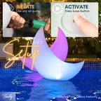 TIALLY Floating Pool Lights Solar Powered - 24" Ramadan Inflatable Light, Moon Floating Pool Decorations, Floating Solar Pool Lights for Swimming Pool, Weddings, Pool Party Decor (2 Pack)