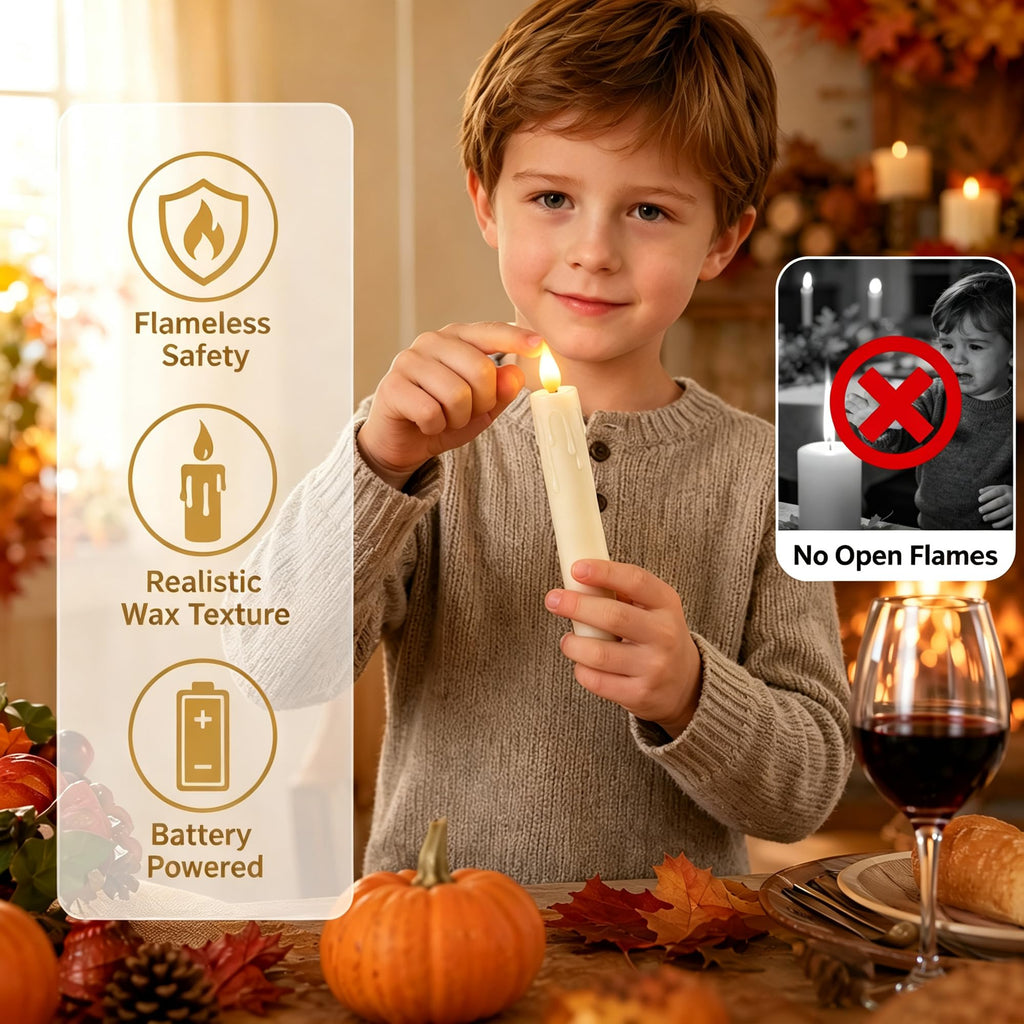 SUNGEGE Candle Battery Operated, 6.7 Inch, Ivory, Set of 6