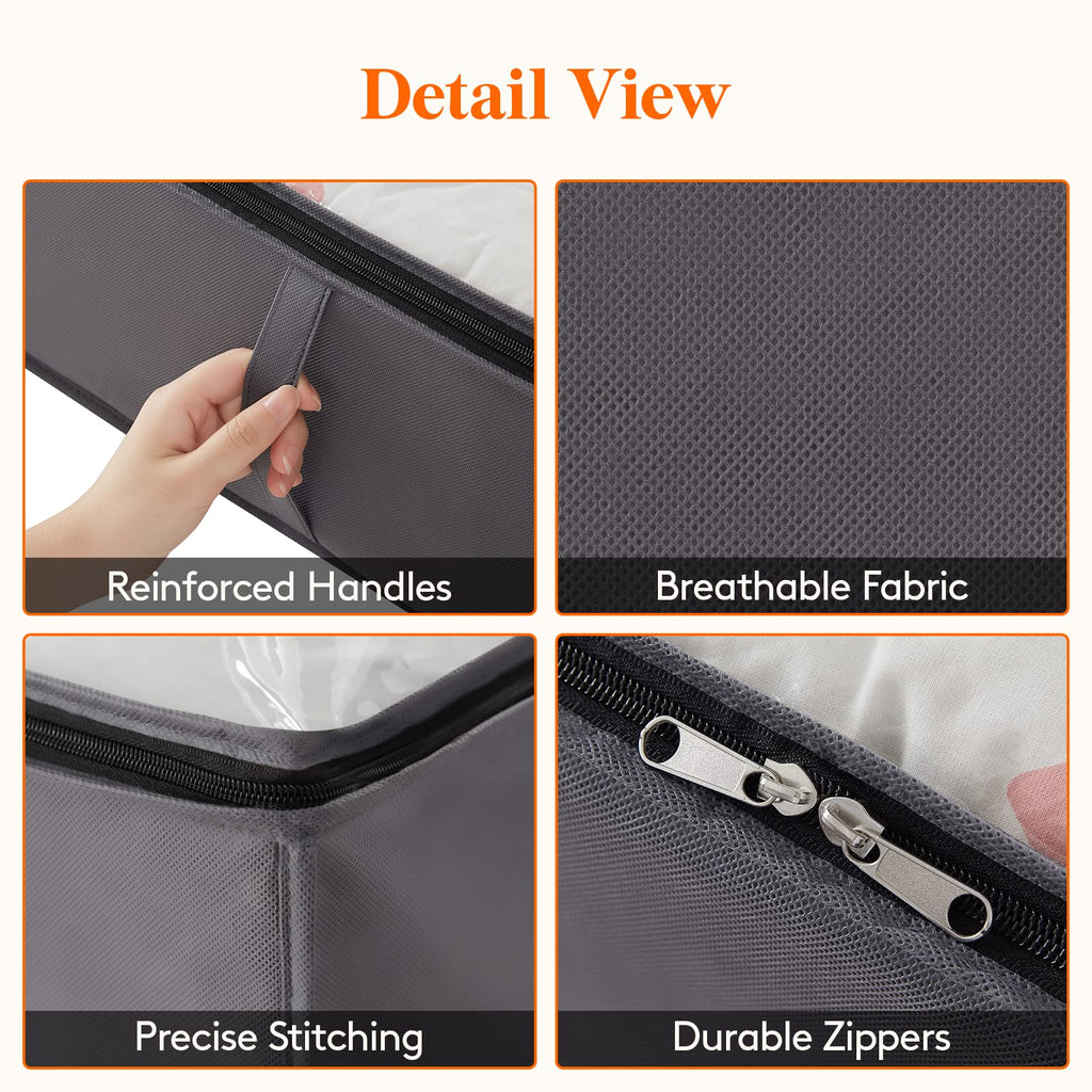 Lifewit 95L 4 Pack Under Bed Storage Container, Blanket Organizer, Gray