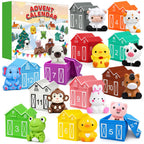 Advent Calendar 2026 Animals Toys for Toddler Baby 1-3 Christmas Finger Puppets 12 Box House and Animals Montessori Educational Preschool for Boys and Girls Gifts