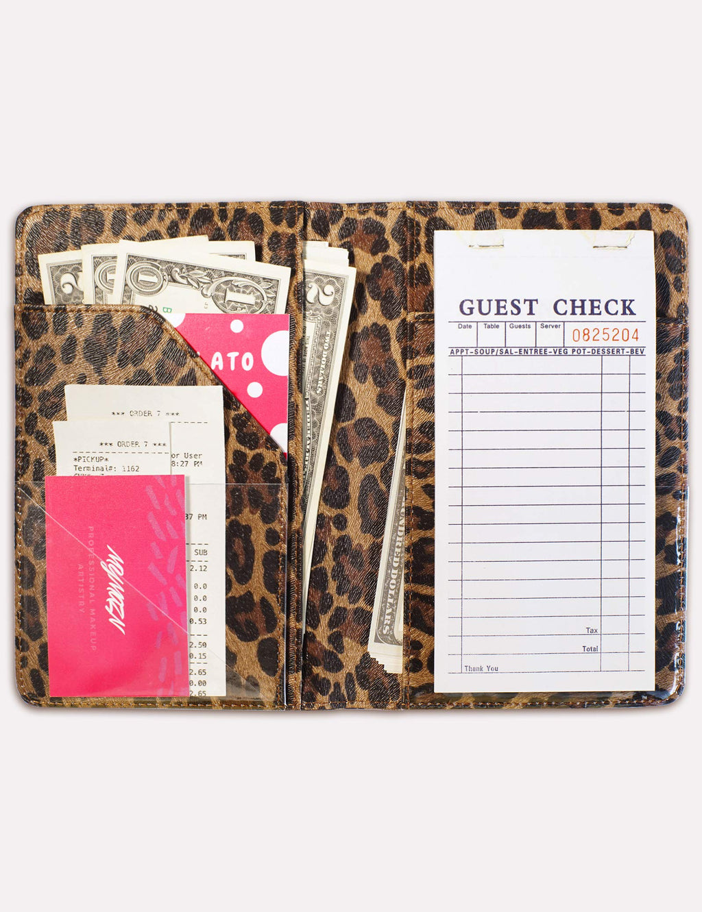 Mymazn Leopard Server Books for Waitress Book Waiter Book Server Booklet Restaurant Waitstaff Organizer, Serving Book Guest Check Book Holder Money Pocket Fits Server Apron