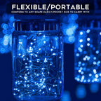 suddus 2 Pack 33ft Solar Fairy String Lights Small, 100 Led Blue Solar Fairy Lights Outdoor, 8 Modes Solar Christmas Lights Copper Wire for Trees Garden Patio Yard Deck Fence Party Decorations
