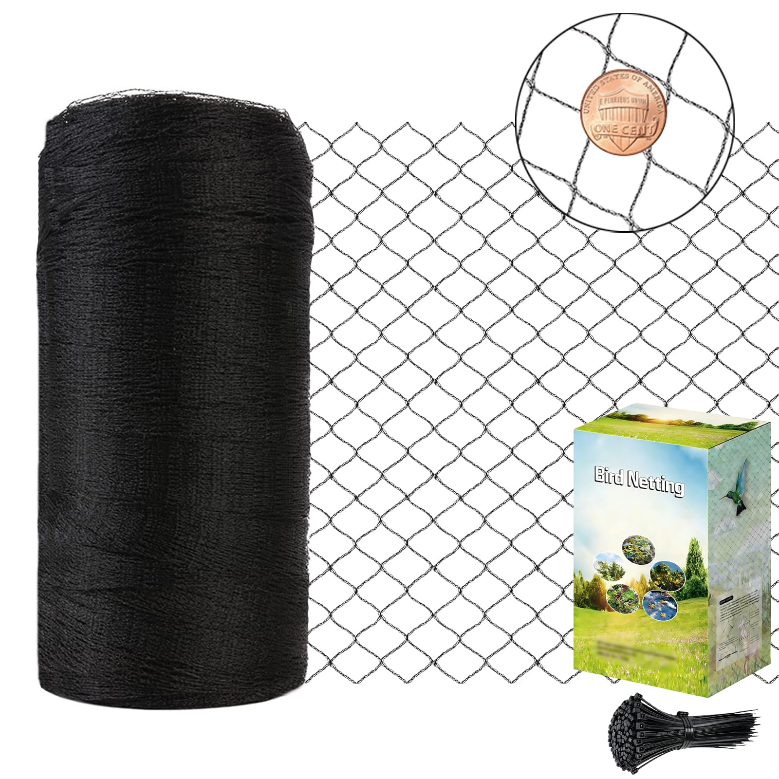 POYEE 30 x 30 FT Bird Netting for Garden Woven Mesh Garden Netting for Plants, Vegetable, Fruit Trees, Blueberry Bushes, Strawberries Against Birds, Deer, Squirrels and Other Animals