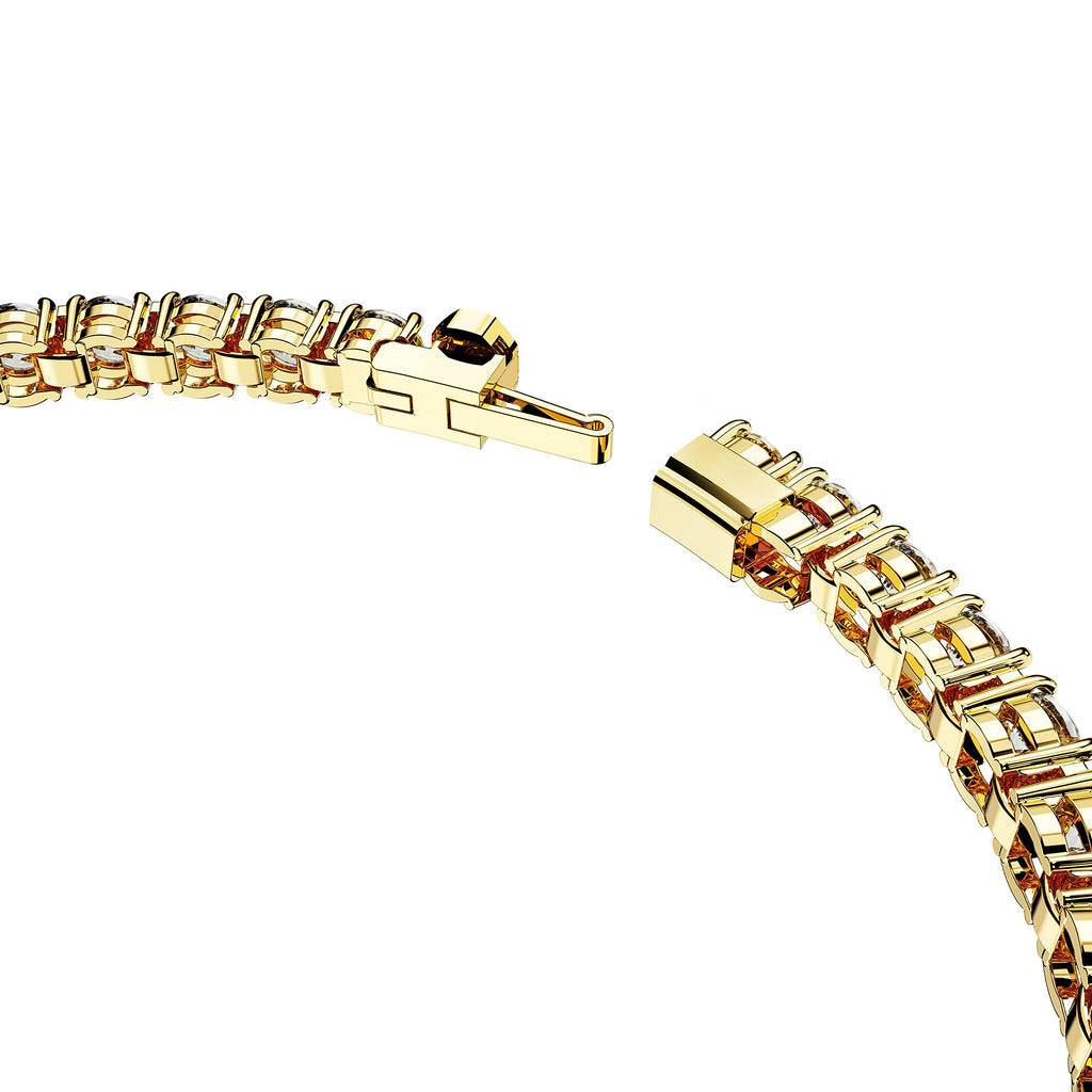 Swarovski Matrix Tennis Bracelet, Round Clear Stones on Gold-Tone Finished Band, Size M, Part of the Matrix Tennis Collection