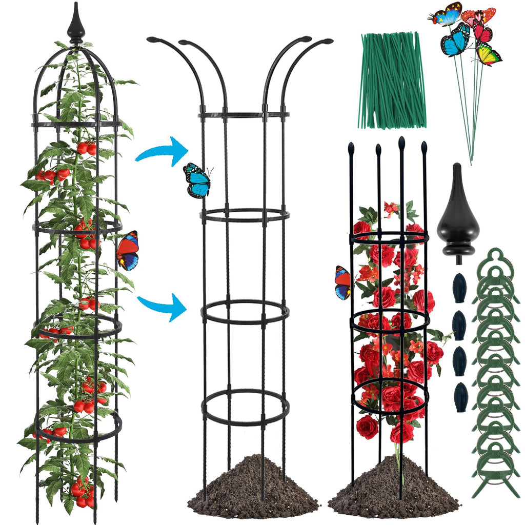 WellSign 6.6ft Tall Garden Obelisk Trellis for Climbing Plants Outdoor