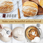 BAVIFY 9 Inch Round Banneton Bread Proofing Basket Sourdough Starter Kit, Sourdough Bread Baking Supplies with Bread Lame, Sling, Spatula, Scraper, Dough Whisk