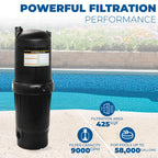 XtremepowerUS 175 sq/ft Swimming Pool Cartridge Filter In-Ground Pool/Spa Swimming Pool Filter for Pool Up to 52,800 Gallons, Pressure Gauge, Filter Included, 2" Inlet/Outlet