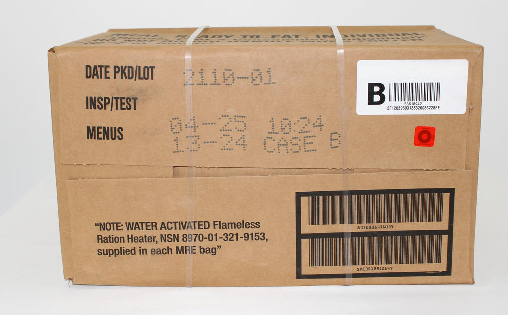 Wornick MRE Meals Ready to Eat, Inspection 2025, 2026 or Better, Emergency Food Supply, Survival Camping Outdoor 12 Pack (B Case, 1, Count) (INSPECTION DATE IS NOT EXPIRATION DATE)
