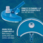 U.S. Pool Supply Half Moon Manual Pool Vacuum Head for Inground Pools Above Ground, Weighted - Swivel Hose Connection 1.5" 1.25", Pole Handle Bottom Brushes, Cleaning Vinyl Liner, Accessory Attachment