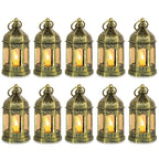 Hewory 10PCS Gold Mini Lanterns for Party Decoration, Flickering LED Candle