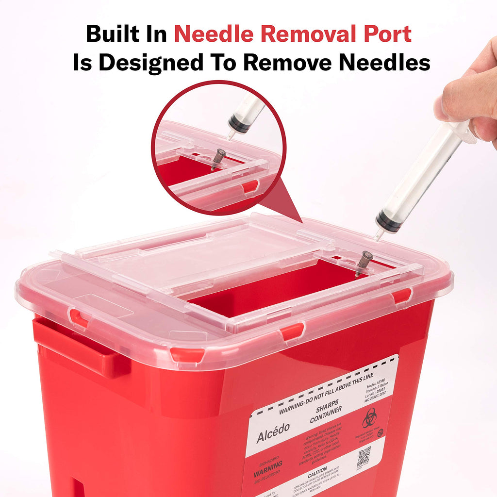 Alcedo Large Sharps Container 2 Gallon (2-Pack) Home & Professional Use
