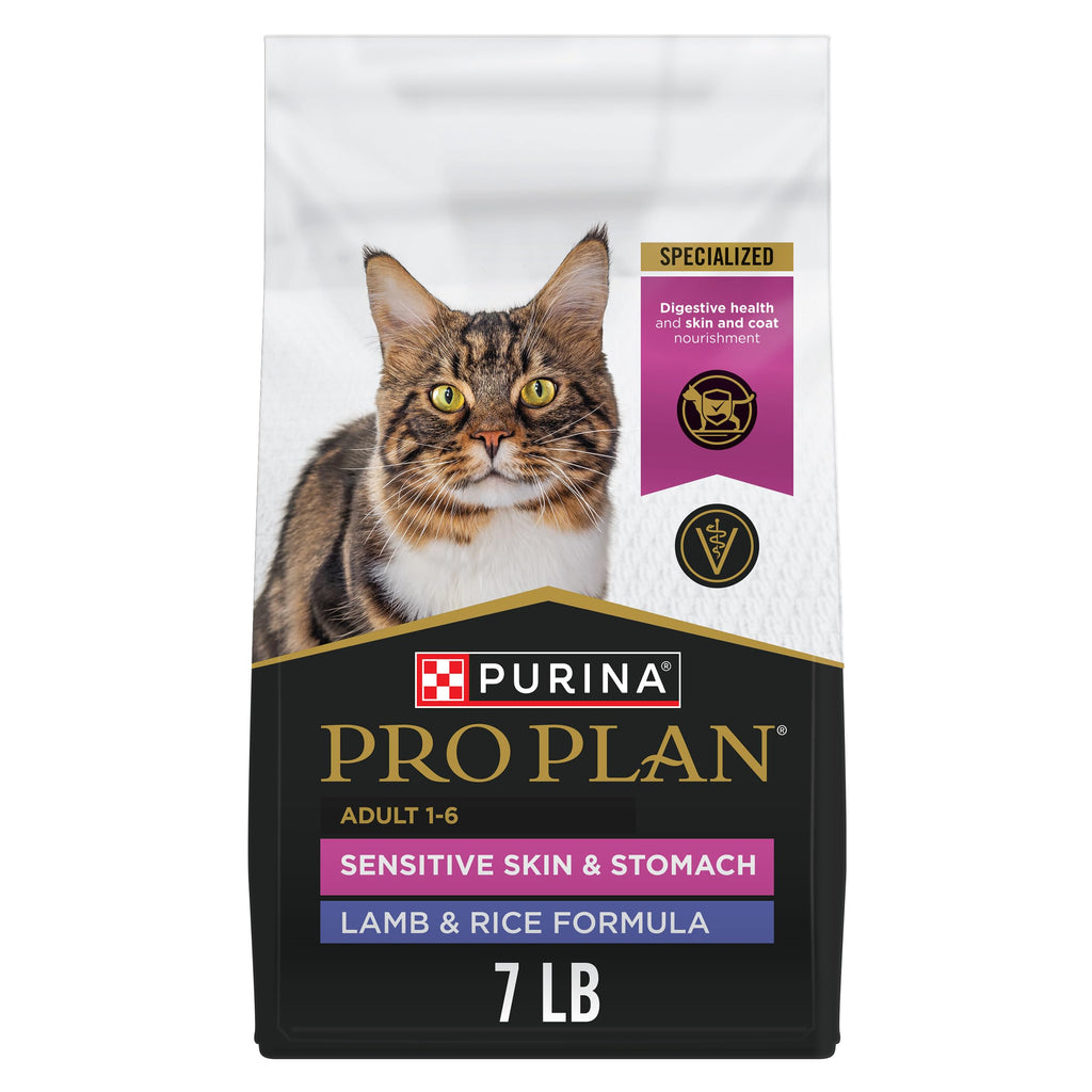 Purina Pro Plan Sensitive Skin & Stomach Dry Cat Food, Real Lamb, 7 lb Bag