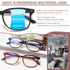 STASTEND Progressive Multifocal Anti Blue Light Reading Glasses for Women and Men Fashion Eyeglasses Frame (3 Mix C1, 2.00, multiplier_x)