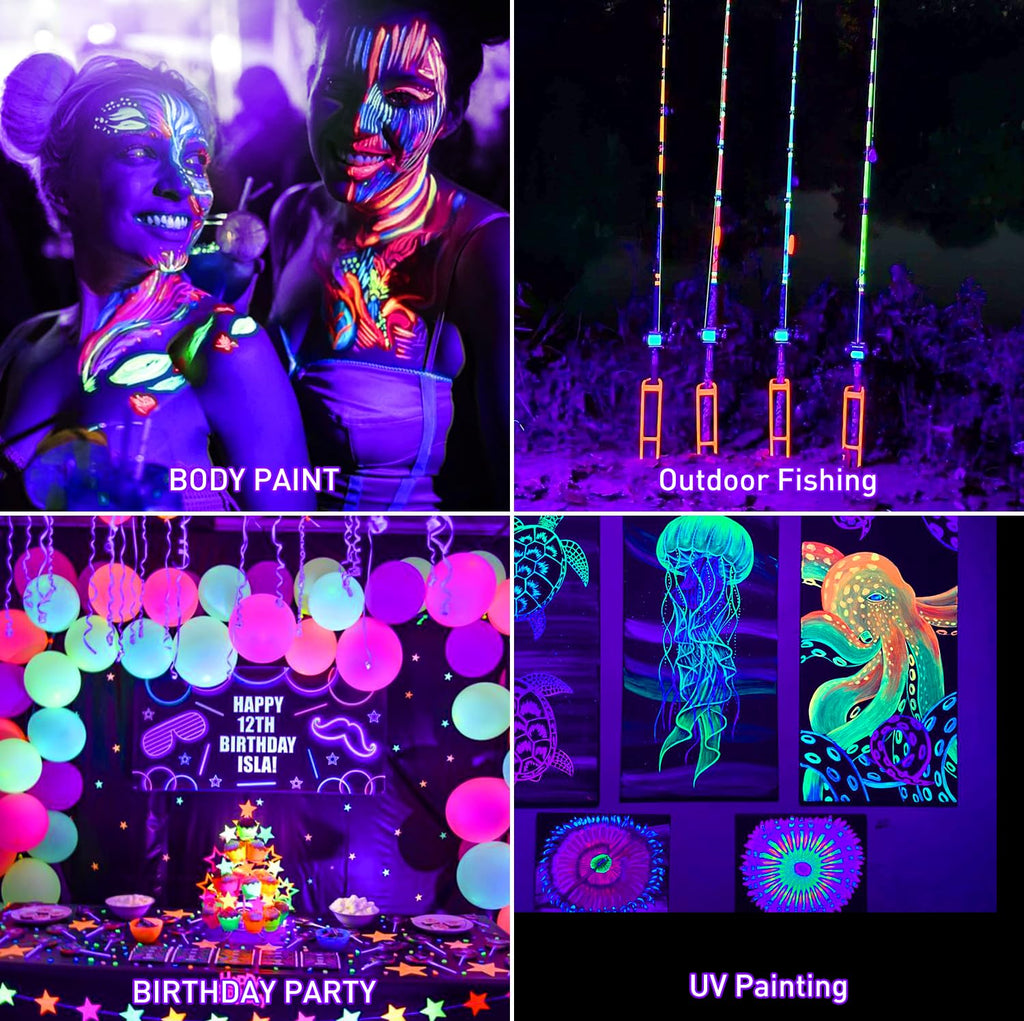 CREPOW Rechargeable LED Black Light, Battery Powered Portable Blacklight, 400nm LED Flood Light Black Lights, Neon Glow Party, Blacklight Catfishing, Halloween, Glow in The Dark Decoration 2 Pack