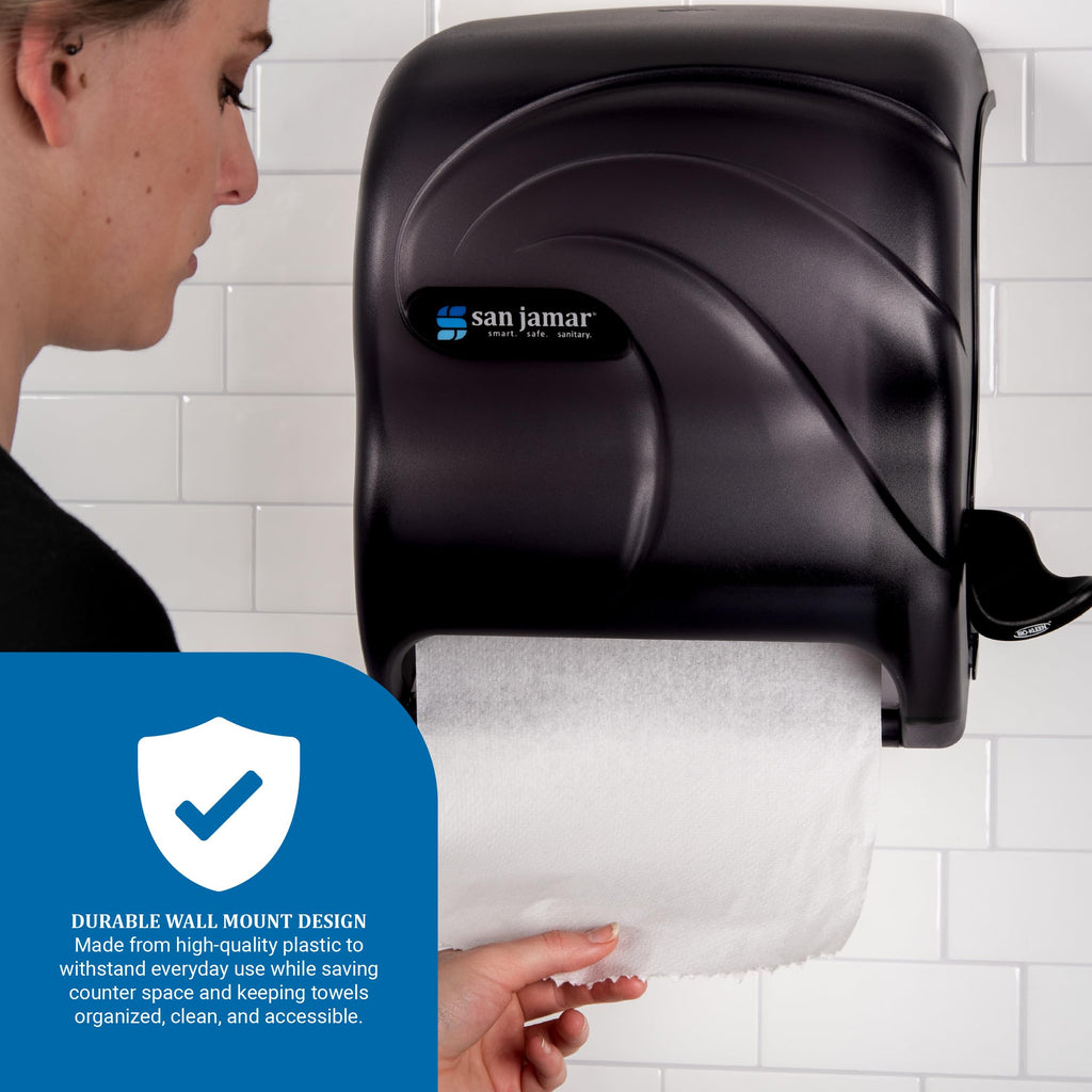 San Jamar Element Paper Towel Dispenser, Manual Lever Roll Storage Solution for Bathroom and Kitchen, 12.75" x 12.5" x 8.5", 1 Count, Black Pearl