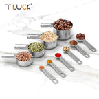 TILUCK Stainless Steel Measuring Cups & Spoons Set, Cups and Spoons
