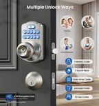 Veise KS03 Keypad Door Knob Lock, Keyless Entry Digital Lock with Handle, Electronic Smart Knob for Front Door & Bedroom, Easy Install, Auto Lock, Passage Mode, Anti-Peeping Password, Satin Nickel