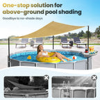 Calanofin Above Ground Pool Shade Set with Storage Tray – UV-Resistant Shade Sail for 15-22 Ft Pools, Outdoor Triangular Canopy with Sun Shade Poles for Deck, Backyard & Pool Essentials (13x13x13 Ft)