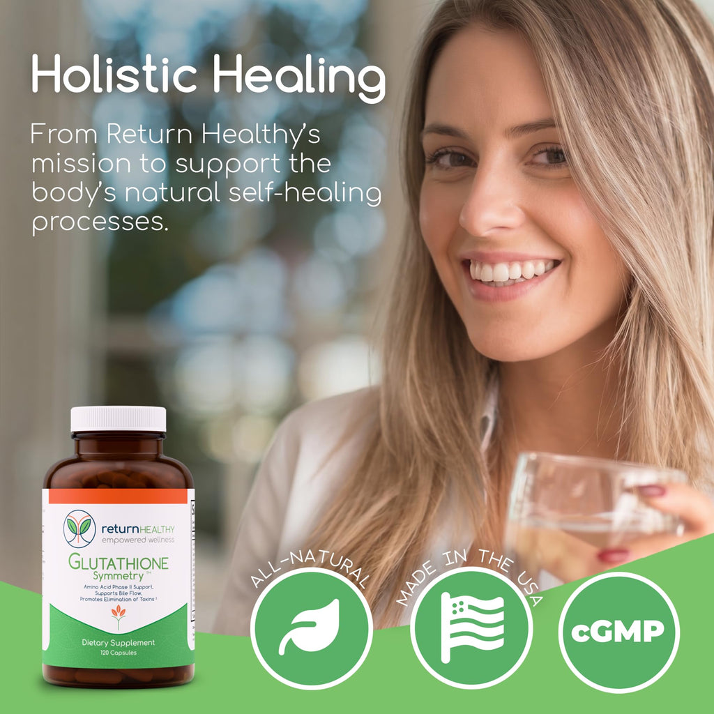 Return Healthy Glutathione Symmetry | S-Acetyl Glutathione Supplement | Antioxidants & Detoxification Supplement | Natural Cellular Support | All-Natural, Vegan, Non-GMO, 120 caps