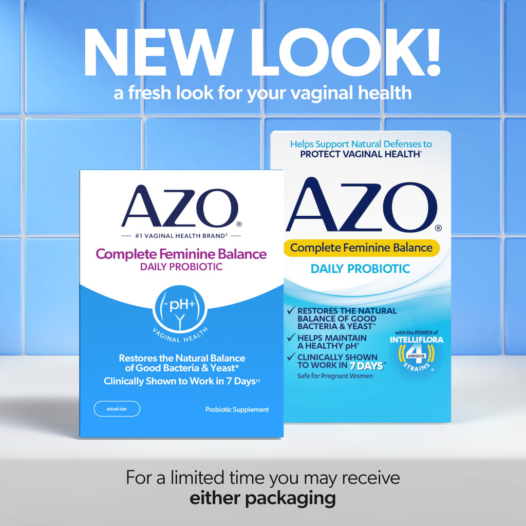 AZO Complete Feminine Balance Daily Vaginal Probiotics for Women, Clinically Proven to Help Protect Vaginal Health, Helps balance pH and yeast, 30 Count