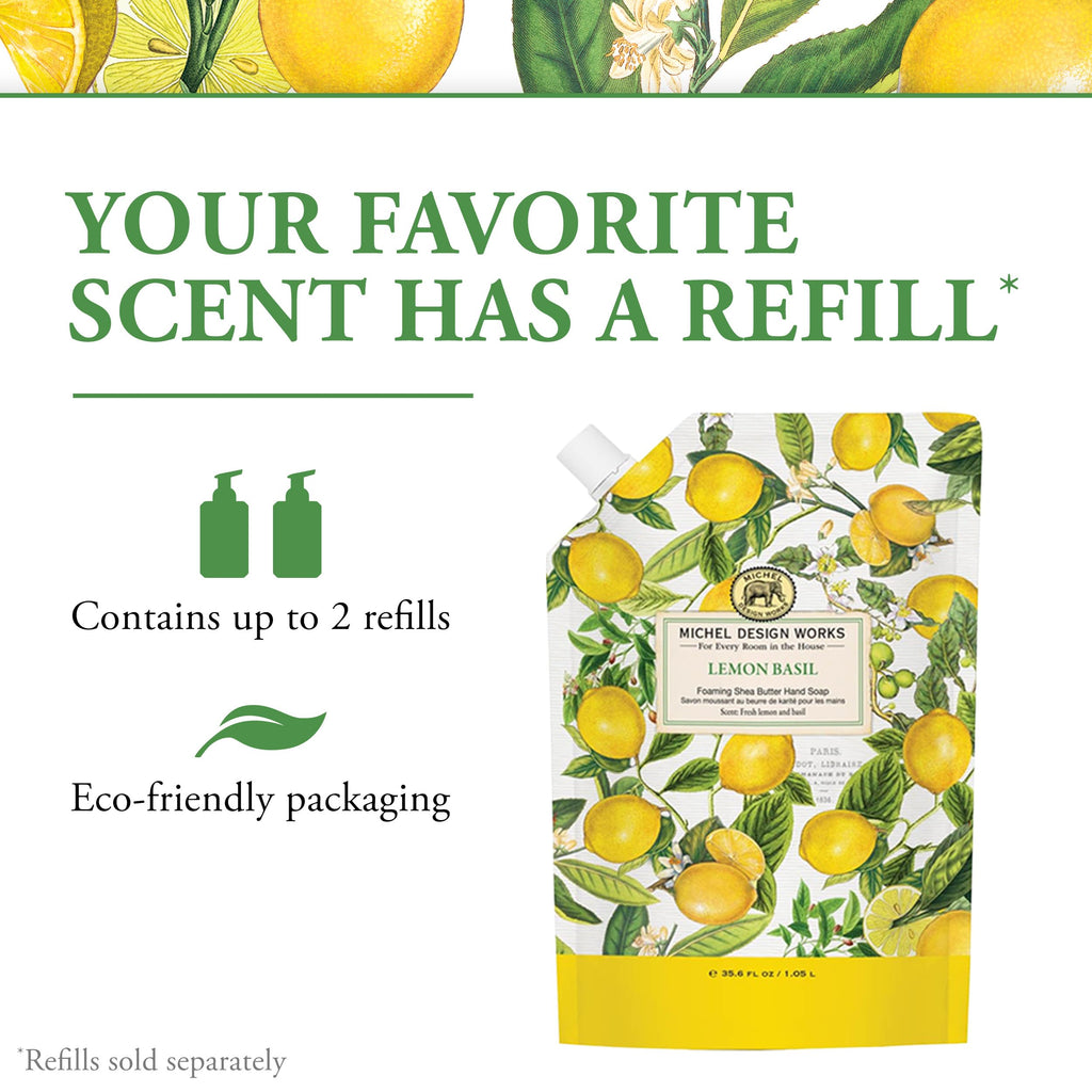 Michel Design Works Foaming Hand Soap, Lemon Basil, 3-Pack, (17.8 fl. oz. each) Foaming Hand Soap