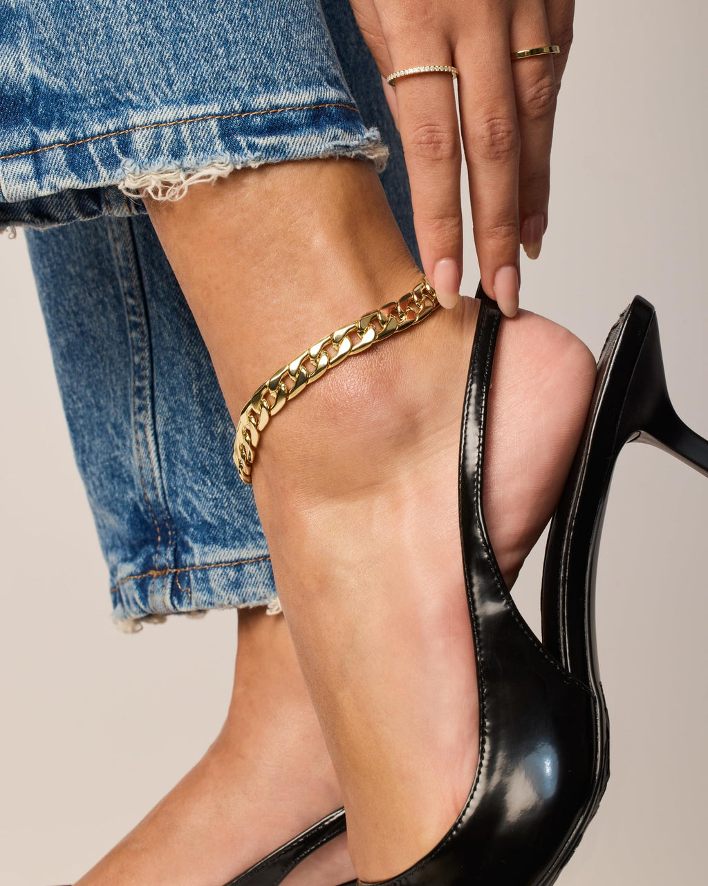 PAVOI Chunky Chain Anklet, 14K Gold Plated, Yellow Gold