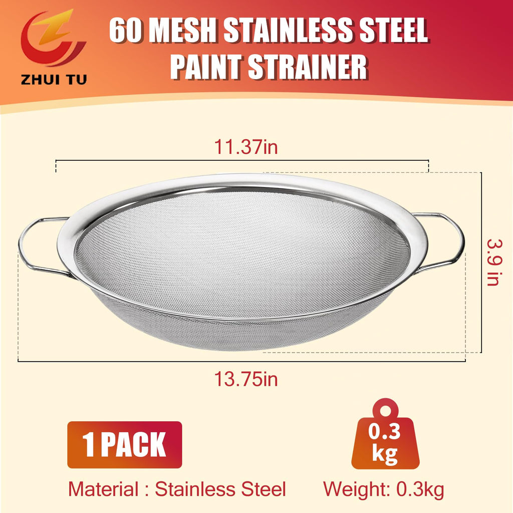 Fine Mesh Paint Strainer 60 Mesh Stainless Steel Paint Filter Emulsion Honey Funnel Filter Cover Fits 5 Gallon Paint Bucket Filter Tool Insert Strains (2 pcs)