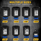 1/2'' Drive Deep Impact Socket Set, 8-Piece SAE Wheel Axle Nut Wrench Large Sockets Standard Adapter 1-11/16 1-9/16 1-3/8 1-7/16 1-1/2 1-5/8 1-3/4 Imperial Spindle Joint Torque Bearing Locknut Truck