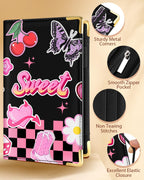 Slohif Server Book for Waitress Cute Serving Books with Zipper Pocket Accessories Leather Server Check Book Restaurant Waiter Server Booklet Organizer Ticket Book Holder Funny Y2K