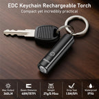 Blukar 2 Pack Rechargeable EDC Flashlight, 360L Mini Keychain Flash Light with 3 Lighting Modes, Memory Function, Waterproof, Compact and Portable Pocket Light for Everyday Carry, Emergency, Camping