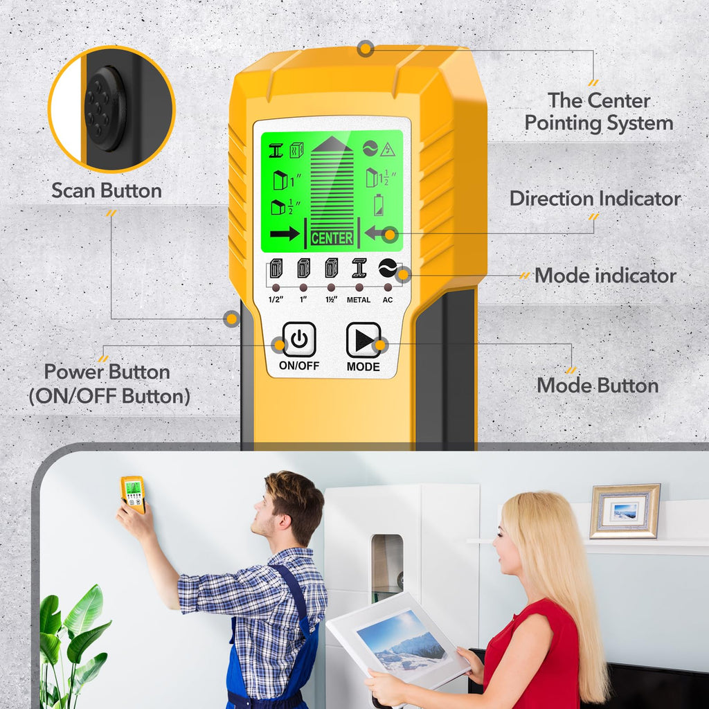 Feming Code Detector Stud Finder Wall Scanner Detector - 5 in 1 Electronic Wall Wood Metal ...