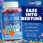 Dippin Dots - Melatonin Gummies for Kids & Adults (30 Day Supply) Strawberry Sunset Creme Flavor | 2.5mg Per Kids Melatonin Gummy | Supplement for Faster & Longer Sleep | Gummies for Children (120 Ct)